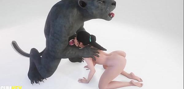  Сutie Bitch mating with Furry | Big Cock Monster | 3D Porn Wild Life